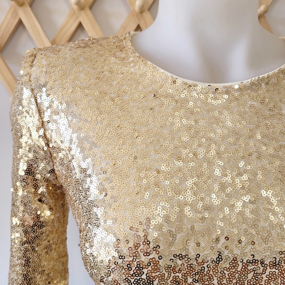 BOOHOO BOUTIQUE Gold Sequin Bodycon Dress (s6) Eliza BNWT - Picture 5 of 15